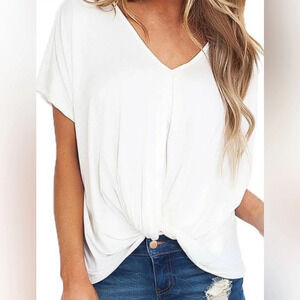 New articles of society white knot front short sleeve oversized top sz S M